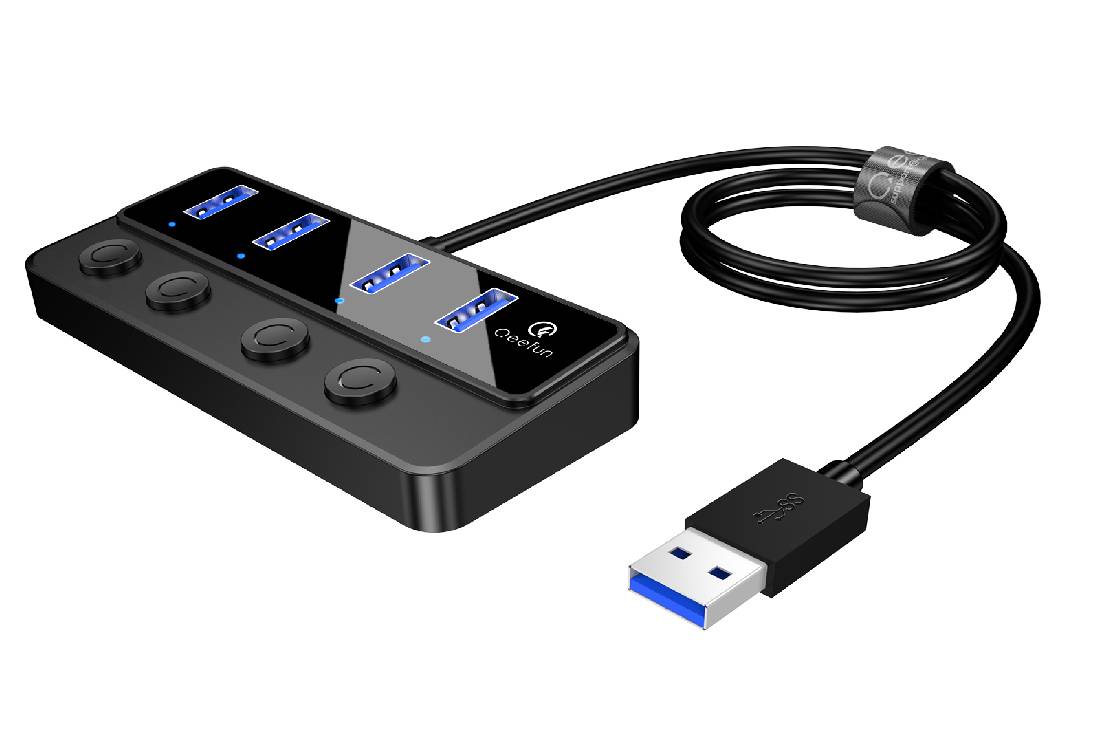 USB 3.0 Powered Hub - 4 Port, 5V DC Power Supply, Cable